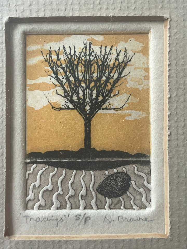 estampe Tracings  d’un arbre signée Broure