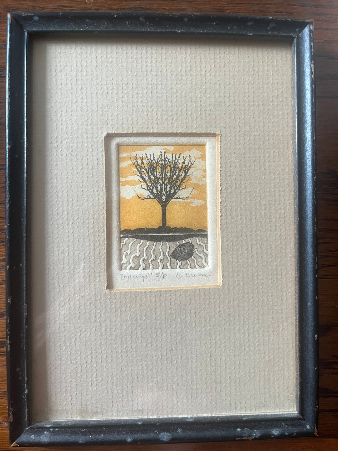 estampe Tracings  d’un arbre signée Broure