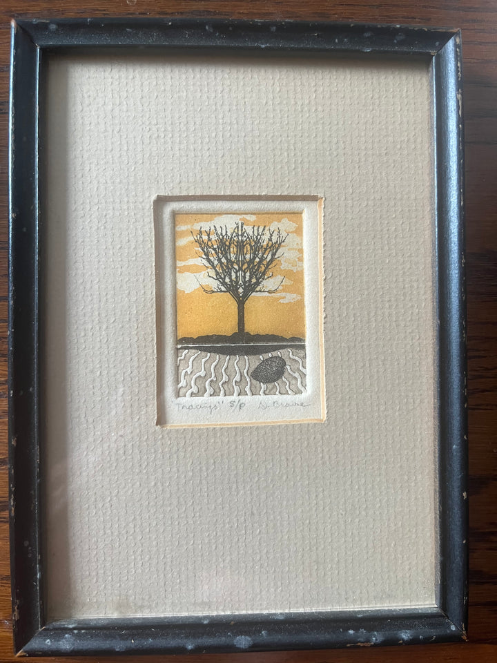 estampe Tracings  d’un arbre signée Broure