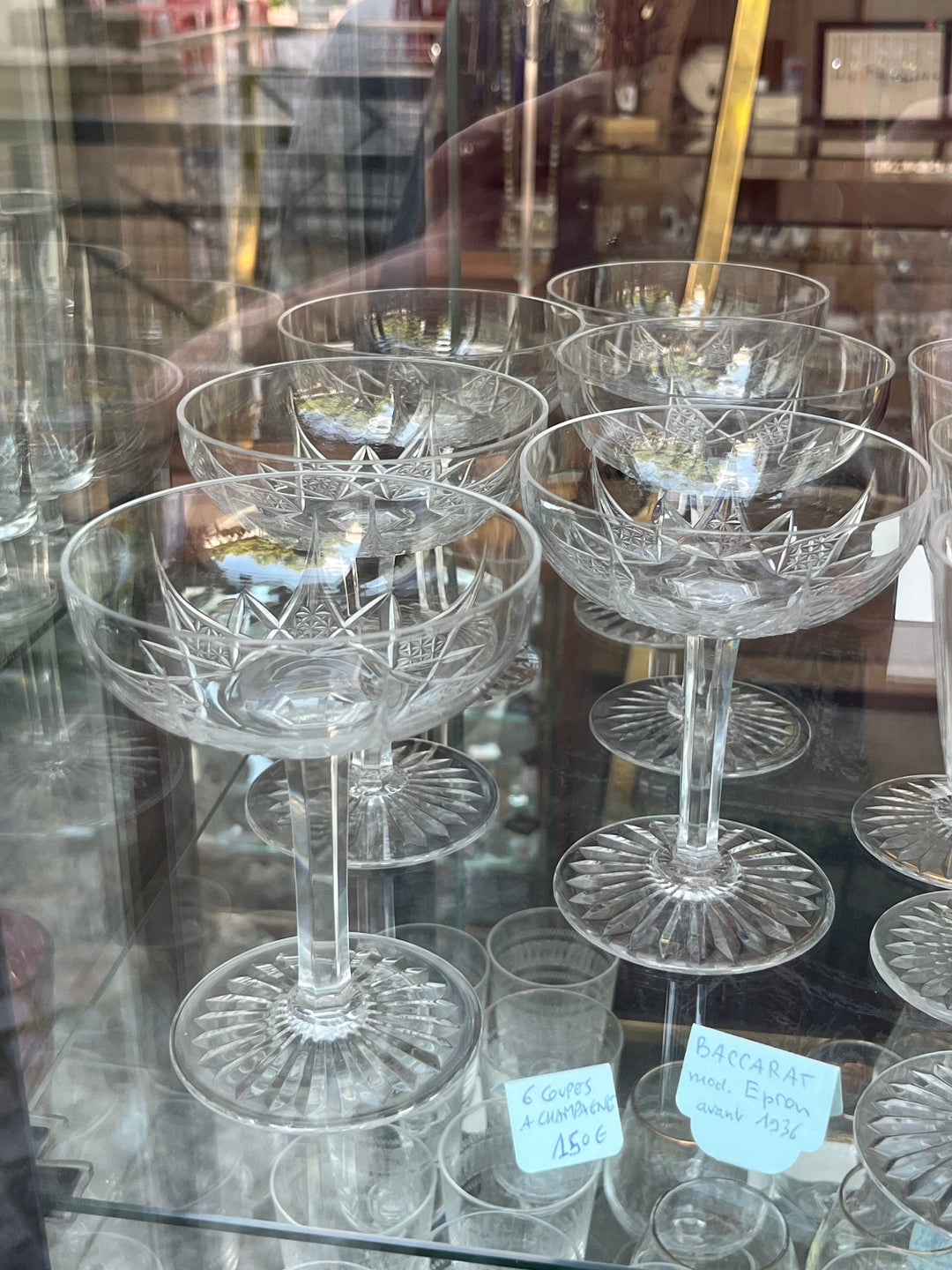 6 verres cristal Baccarat à champagne art déco modèle EPRON