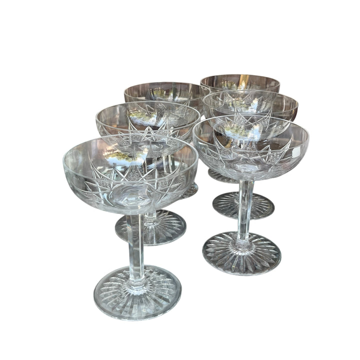 6 verres cristal Baccarat à champagne art déco modèle EPRON