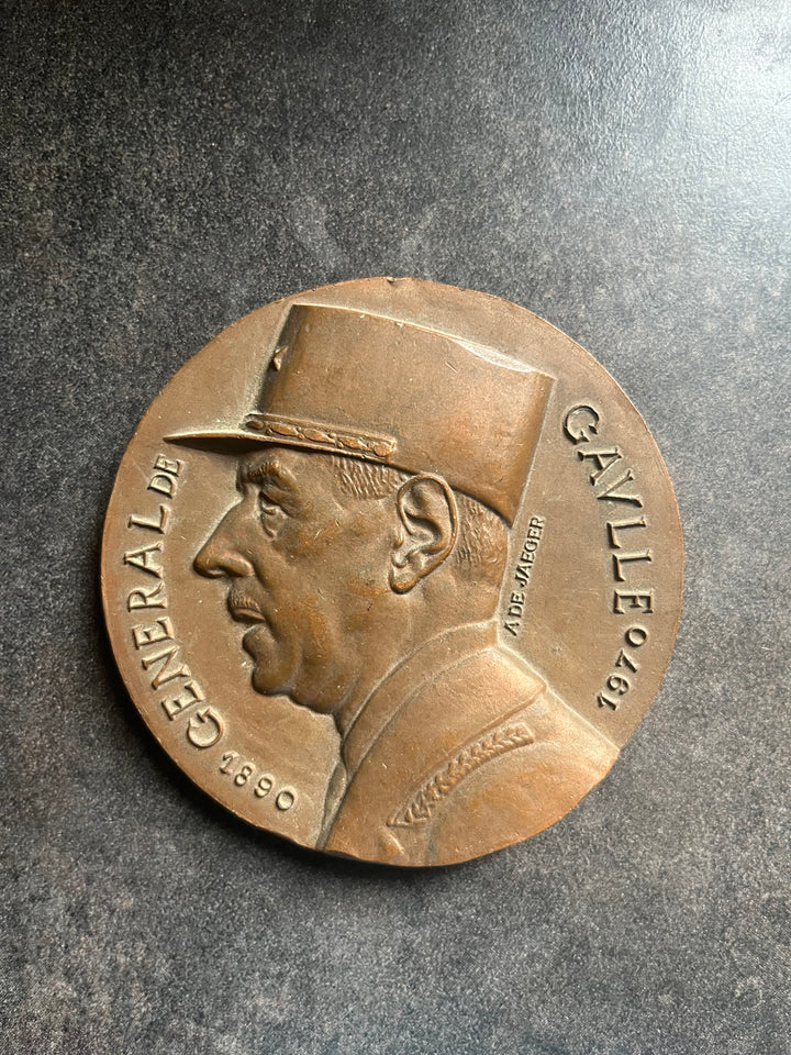 Médaille cuivre mémorial du Général De Gaulle 1972 par De Jaeger