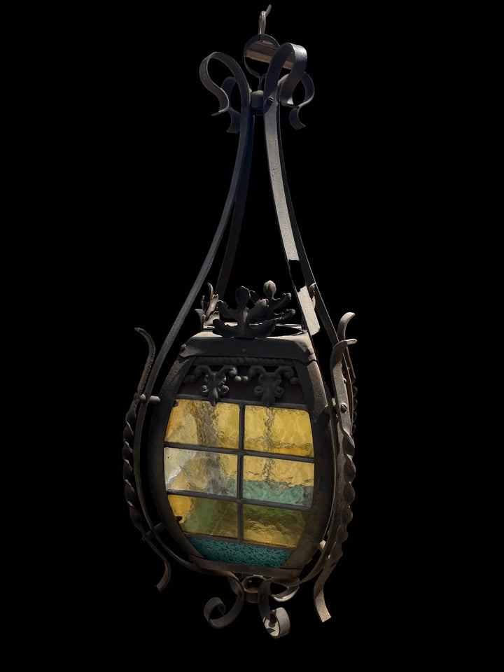 lanterne fer forgé avec vitraux napoléon 3