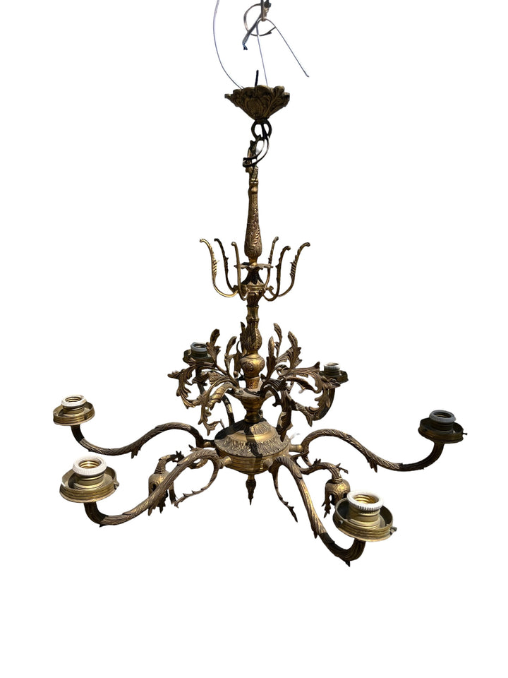 lustre en laiton style charles x à 9 feux