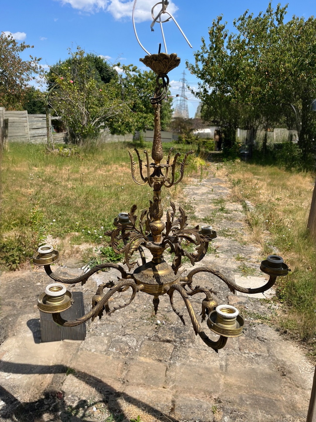 lustre en laiton style charles x à 9 feux