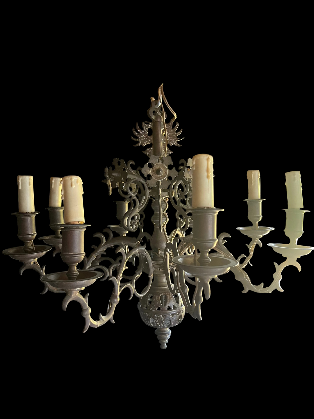 Lustre en bronze néo gothique xixe