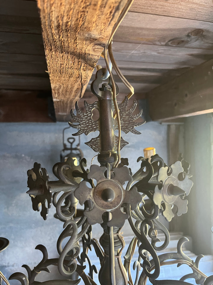 Lustre en bronze néo gothique xixe