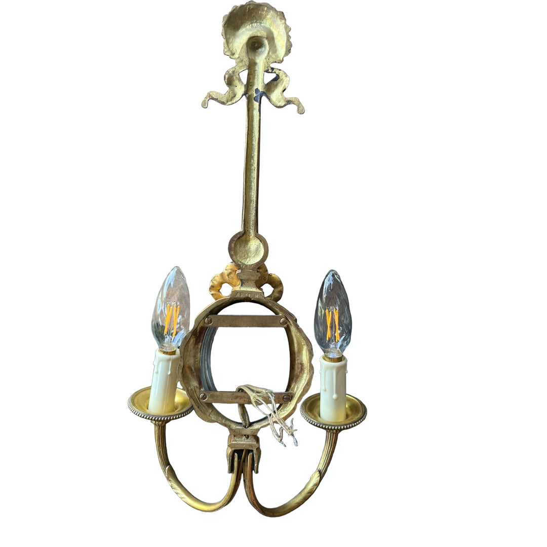 Appliques miroir style louis XVI en bronze doré et chrome