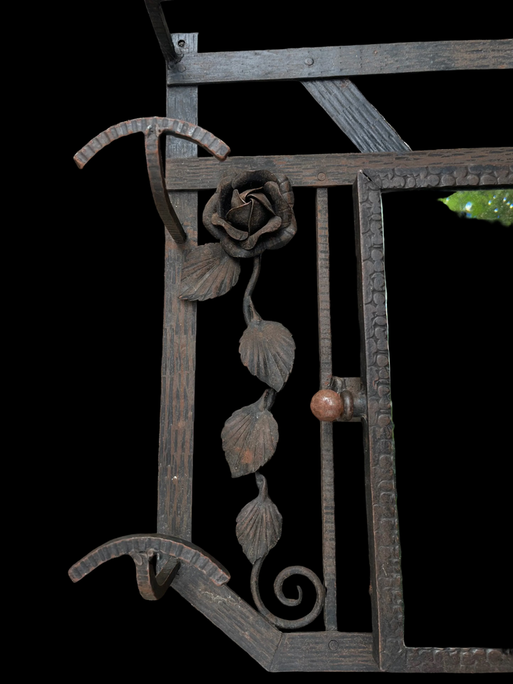 porte manteaux et parapluie art déco en fer forgé avec miroir