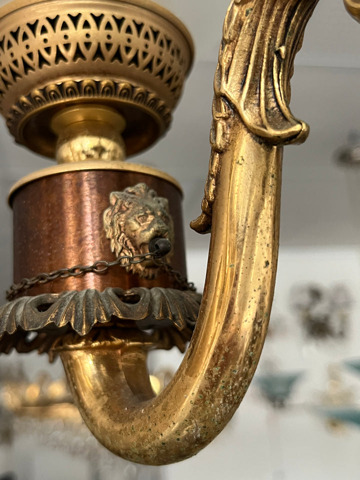 lustre 6 feux têtes de lion maison Mathieu Fall style napoléon 3
