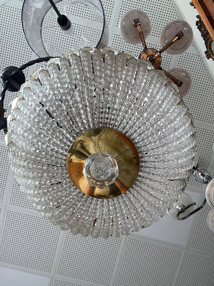 lustre corbeille art déco à pampilles