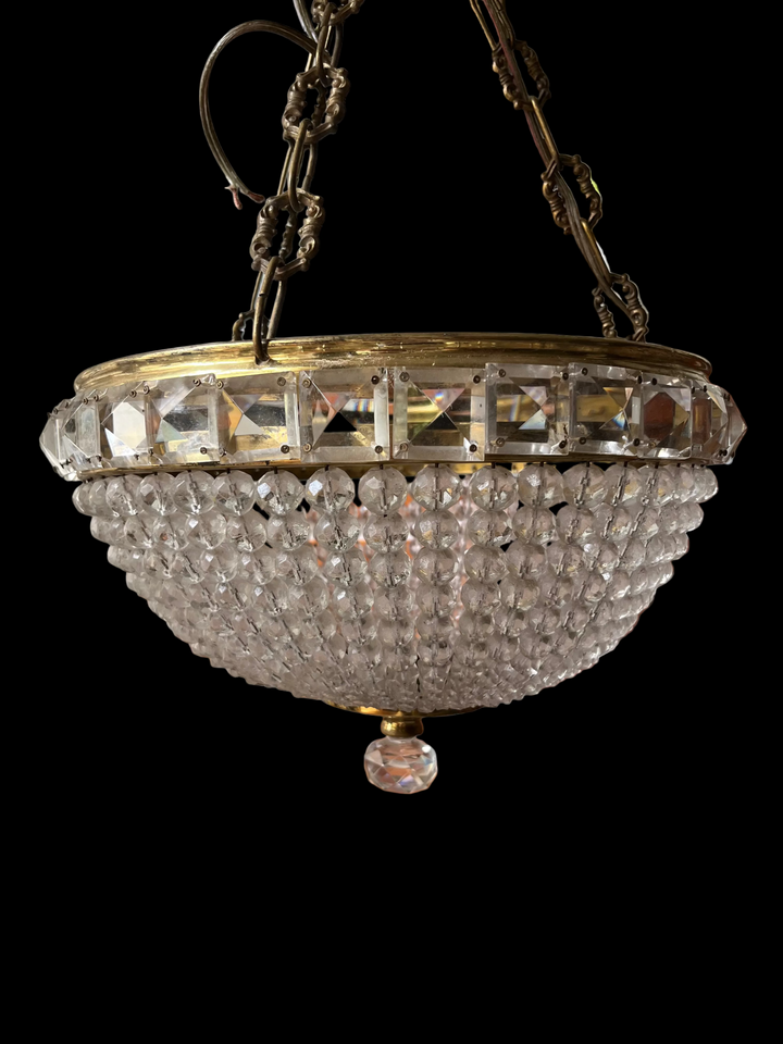 lustre corbeille art déco à pampilles