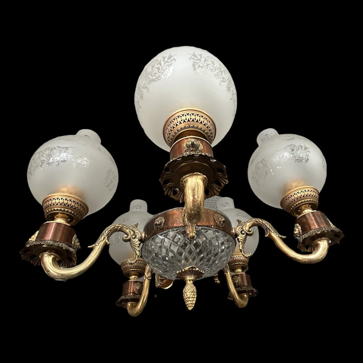 lustre 6 feux têtes de lion maison Mathieu Fall style napoléon 3