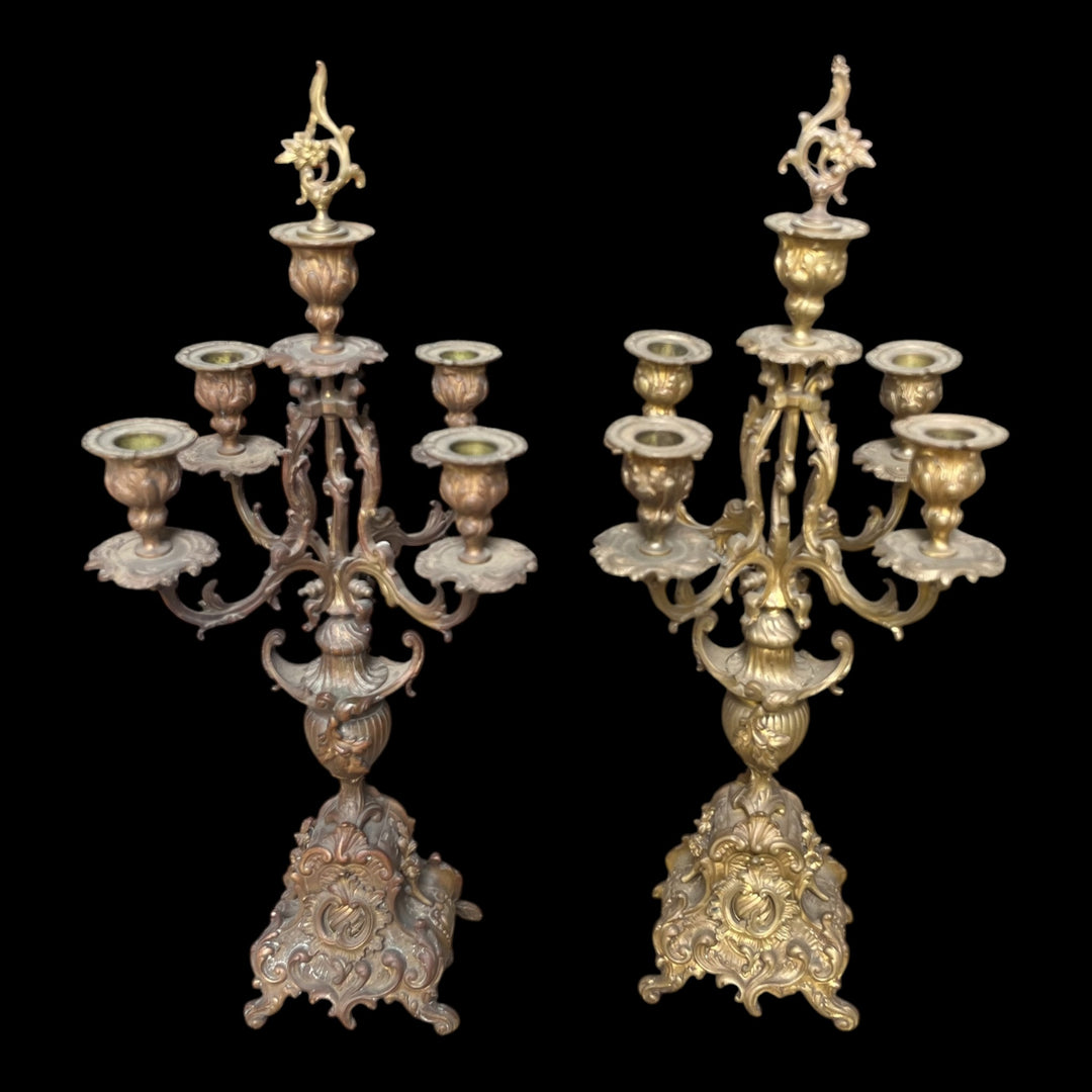 Paire de candelabre bronze rocaille xixe