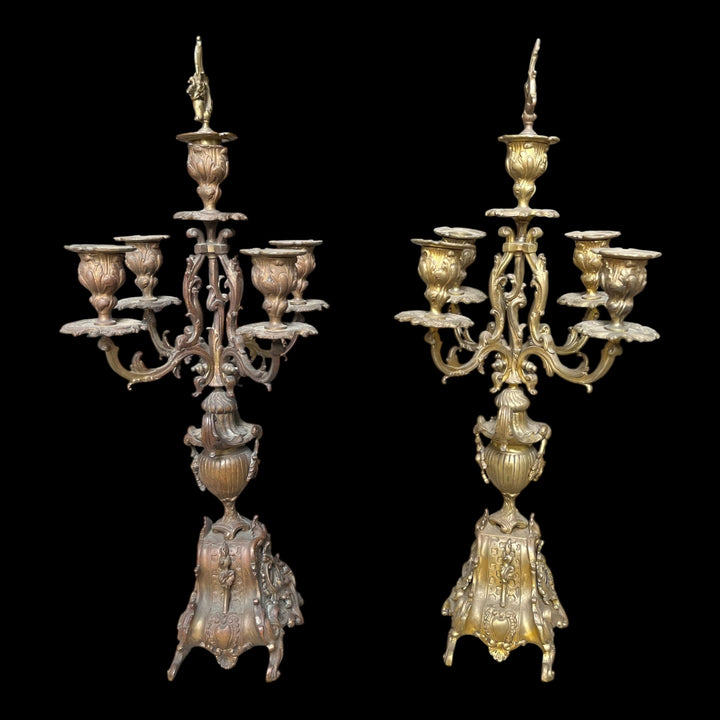 Paire de candelabre bronze rocaille xixe