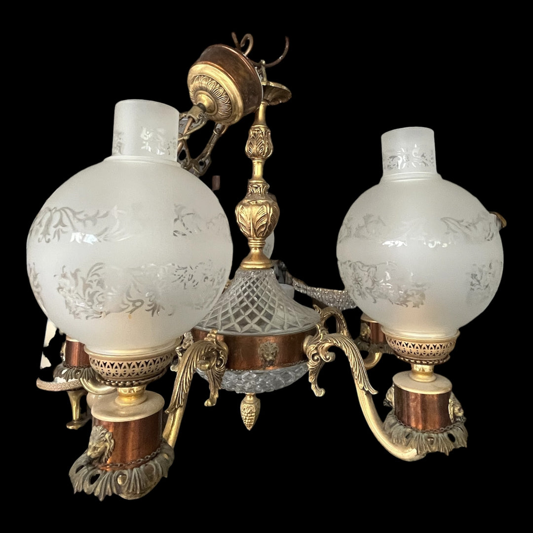 lustre 6 feux têtes de lion maison Mathieu Fall style napoléon 3