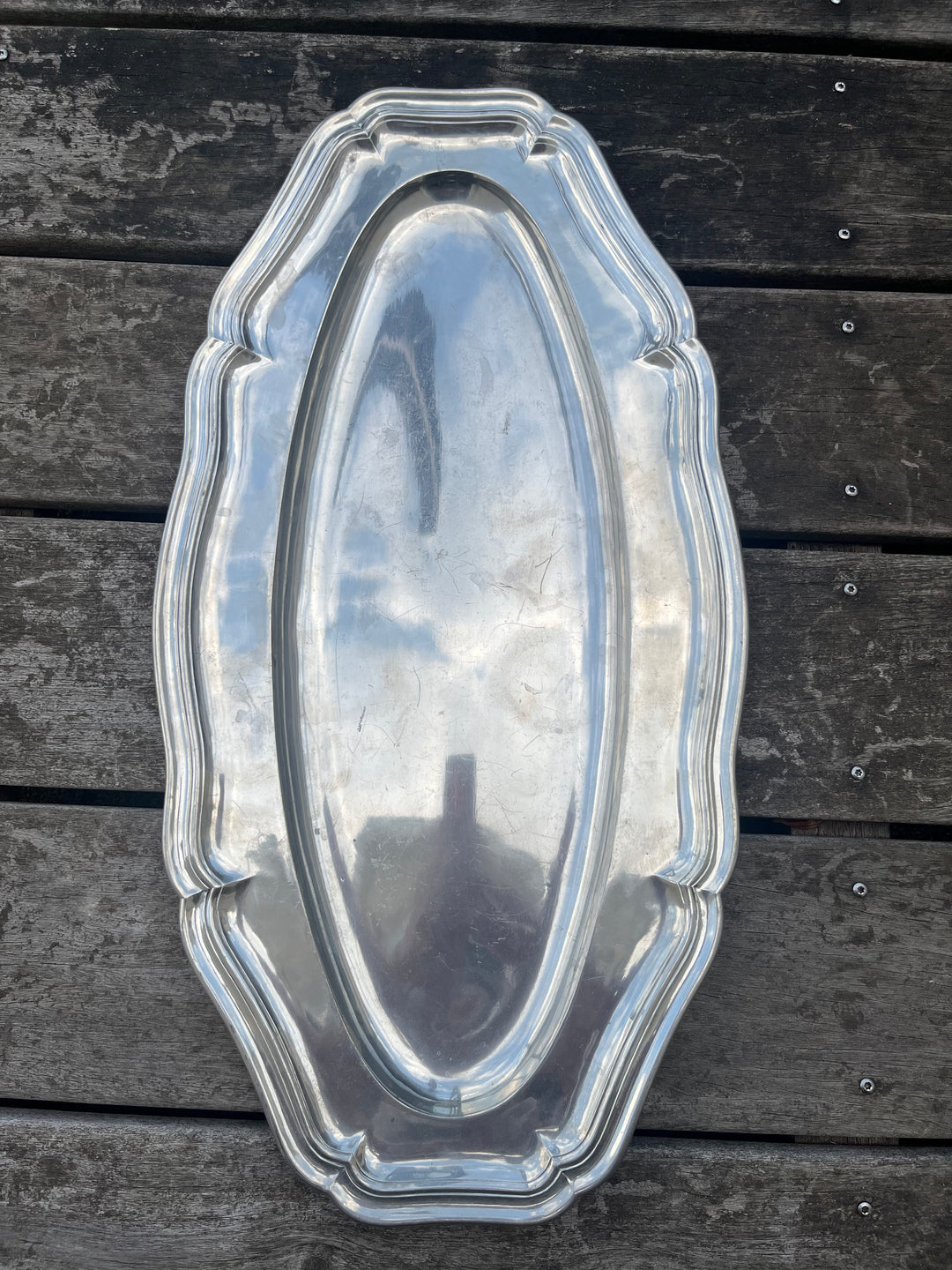 plat à poisson en étain 54,5 cm