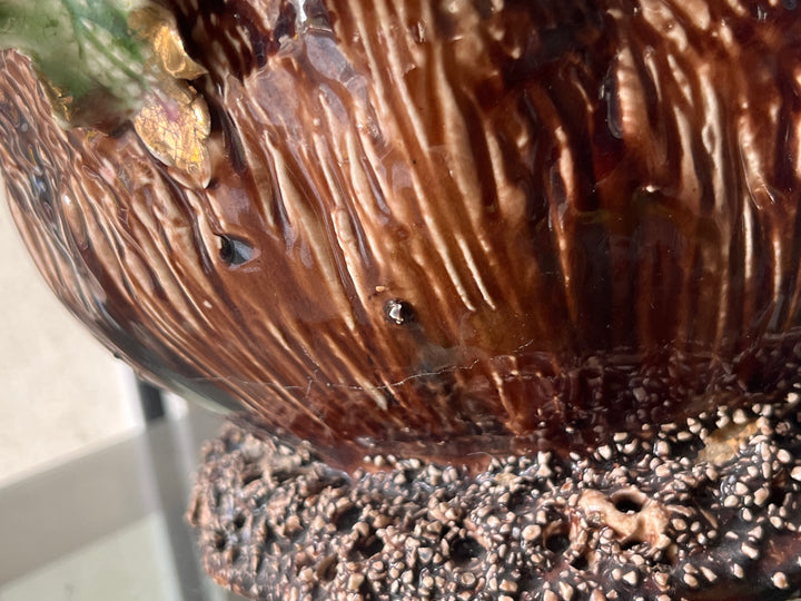 Cache pot en majolique xixe siècle