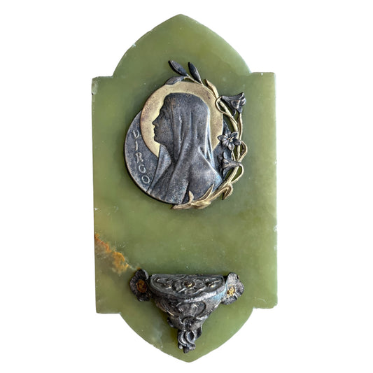 Benitier Art Nouveau La Virgin Virgo at Lys on ONYX Green