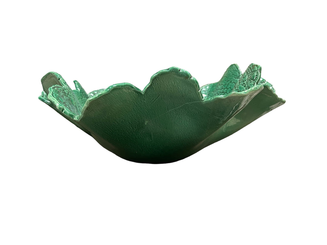 Green ceramic basket years 1990s