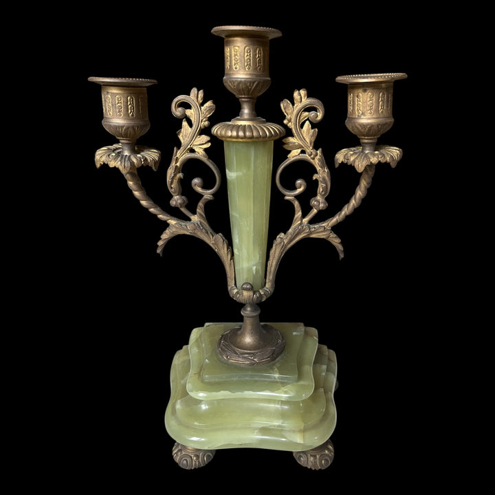 Garniture de Cheminée de style Louis XVI en onyx et bronze