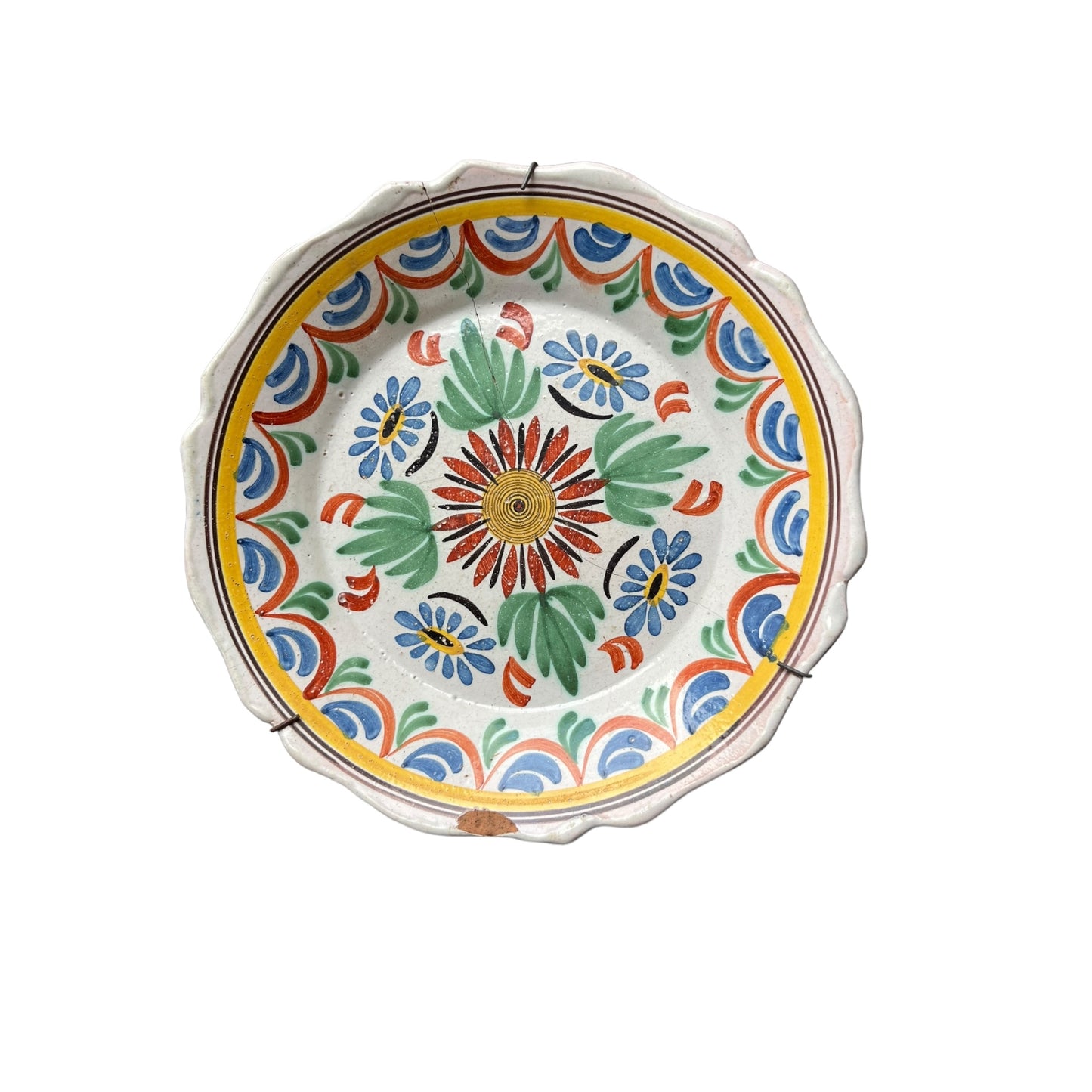 Assiette calotte de Nevers tournesol Auguste Lyons  xixe