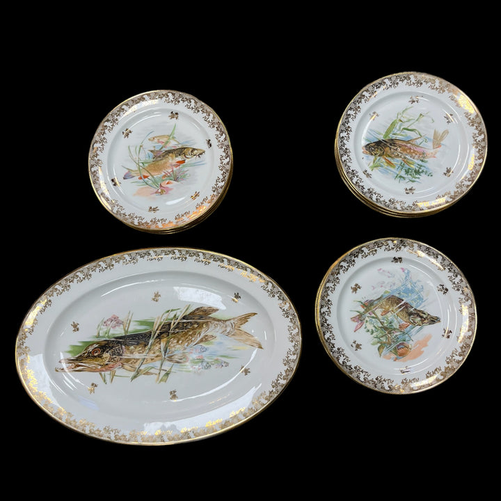 Service à poisson limoges plat et 10 assiettes