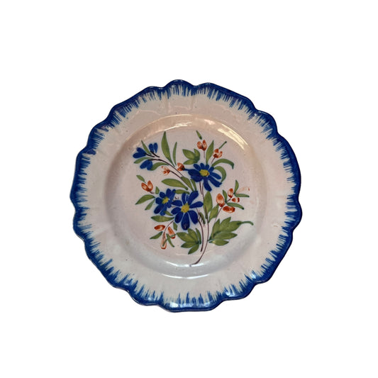 Martres-Tolosan earthenware plate decor of polychrome flowery bouquet