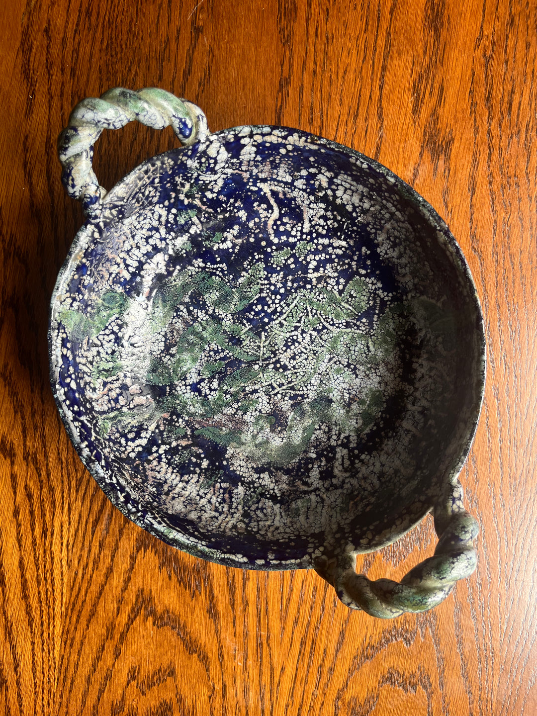 Coupe à fruits bleue et verte années 1990