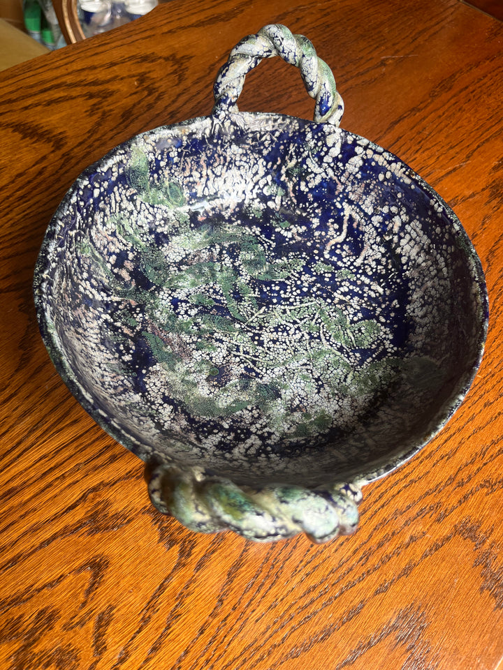Coupe à fruits bleue et verte années 1990