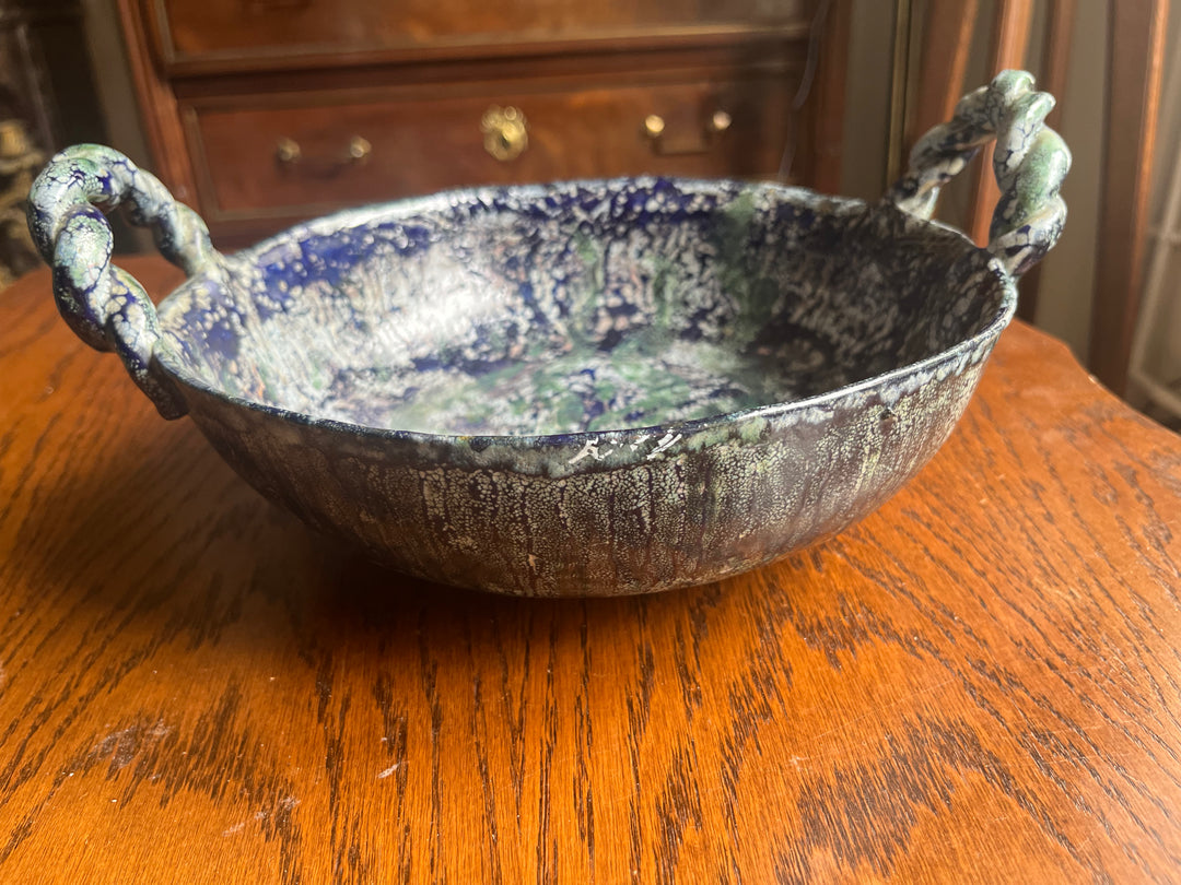 Coupe à fruits bleue et verte années 1990