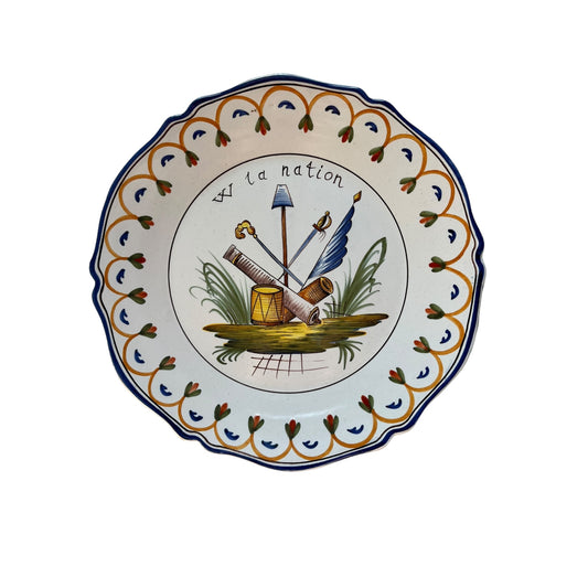 Revolutionary Plate speaking Faience Moustiers XVIII 1793 Nevers