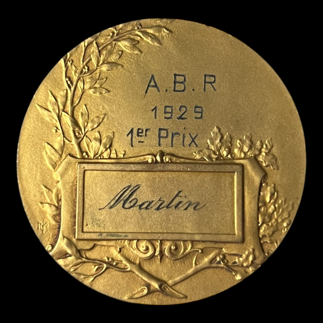 Medaille bronze doré art déco boule pétanque 1er prix