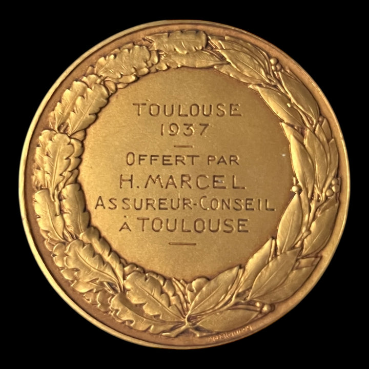 Medaille bronze doré art déco récompense par Delannoy