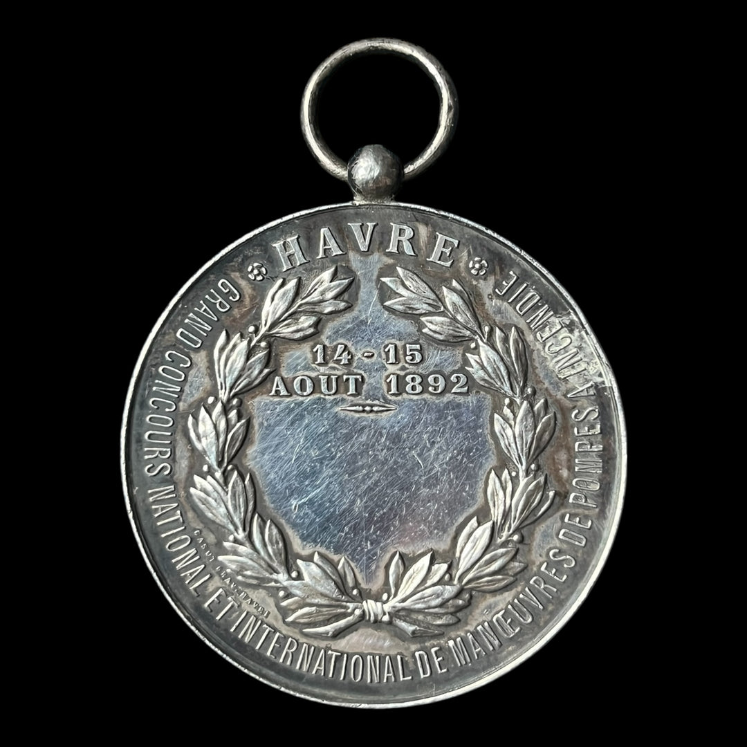 Médaille argent Le Havre concours international pompes à incendie 14 août 1892