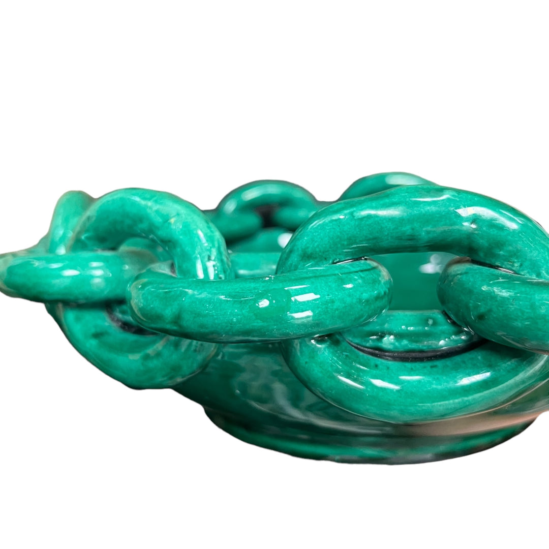 Corbeille à fruits aux anneaux vert malachite , Vallauris 1950