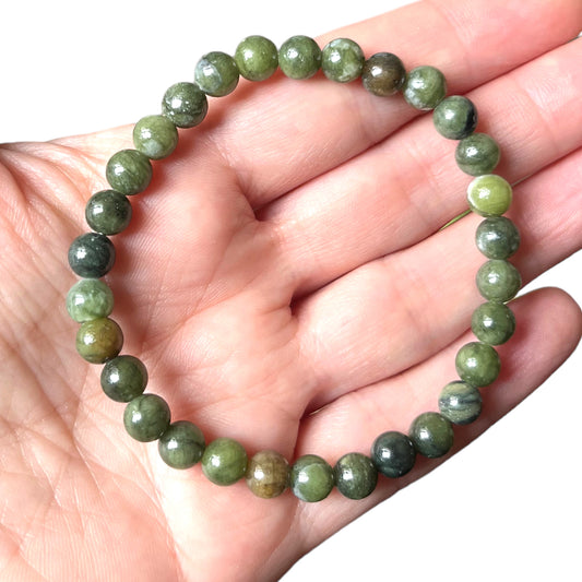 SERPENTINE bracelet ("canadian jade") 6 mm ball stones
