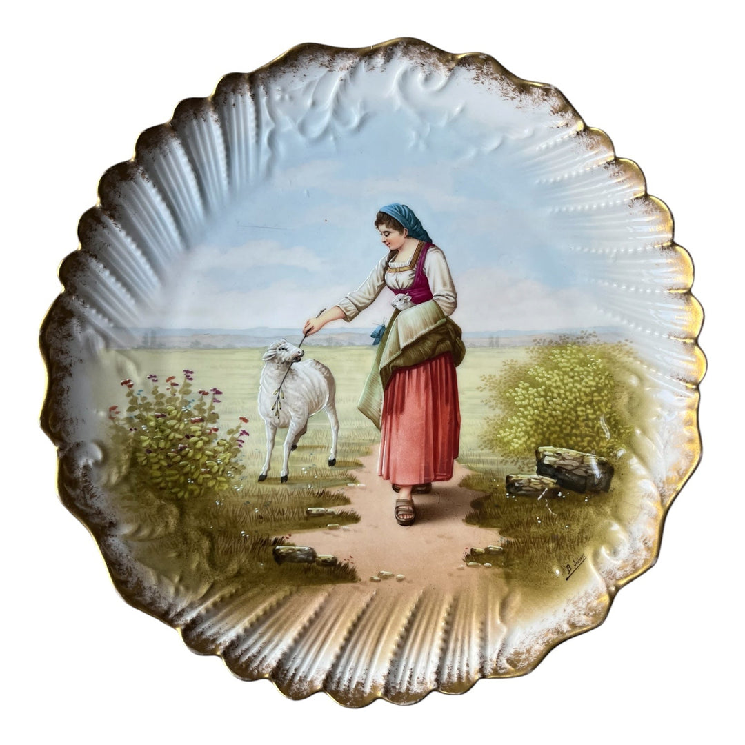 grand plat à scène pastorale de limoges Latrille