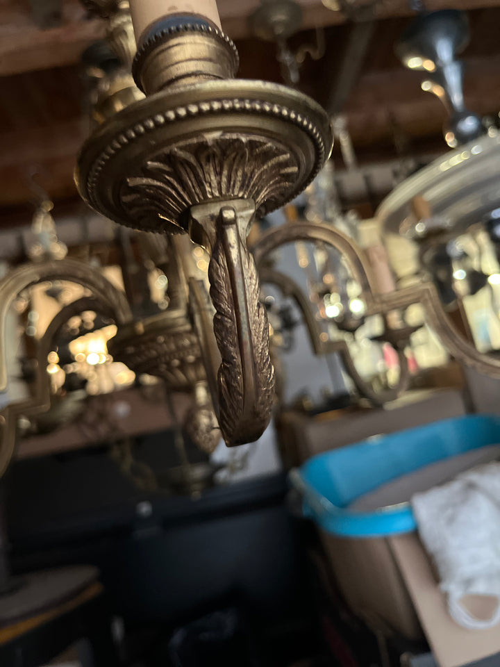 lustre en bronze massif doré 6 style louis XVI