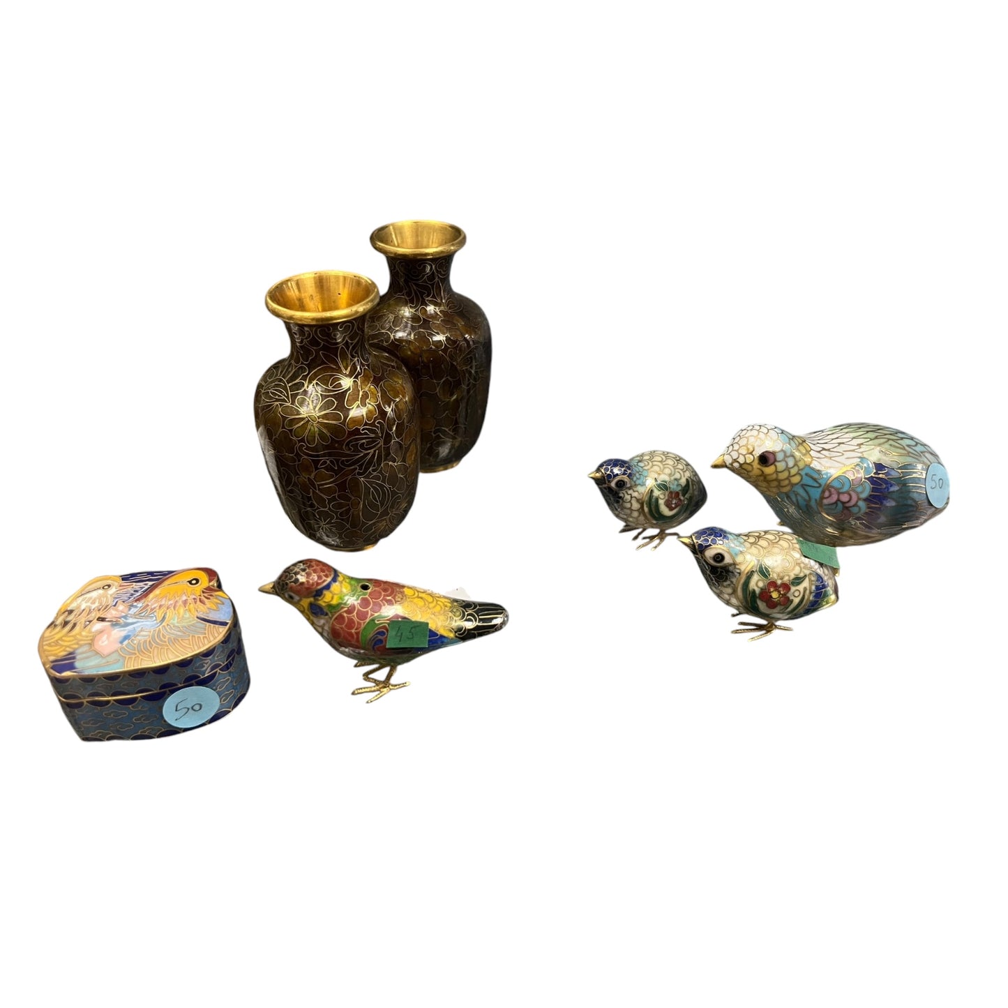 choix de miniatures chinoises en bronze cloisonné XXe