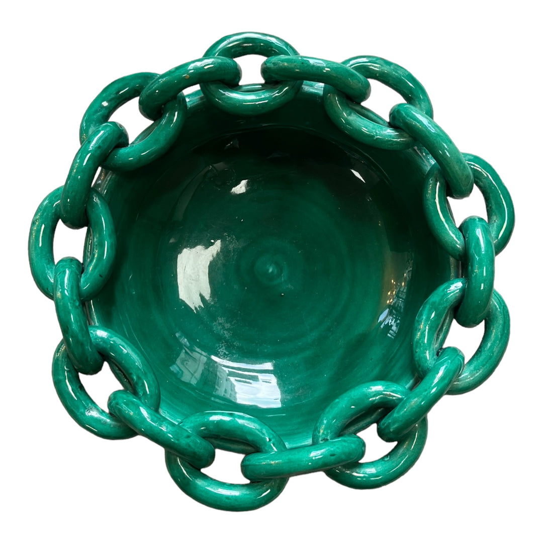 Corbeille à fruits aux anneaux vert malachite , Vallauris 1950