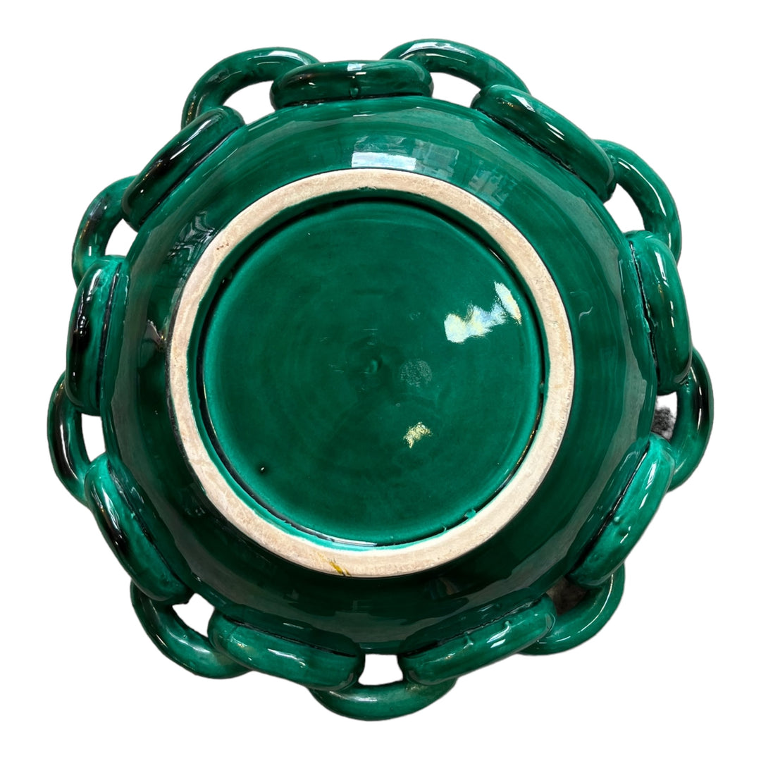 Fruit basket with Malachite green rings, Vallauris 1950