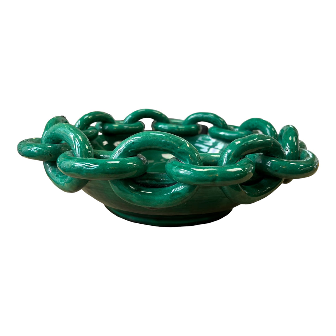 Corbeille à fruits aux anneaux vert malachite , Vallauris 1950