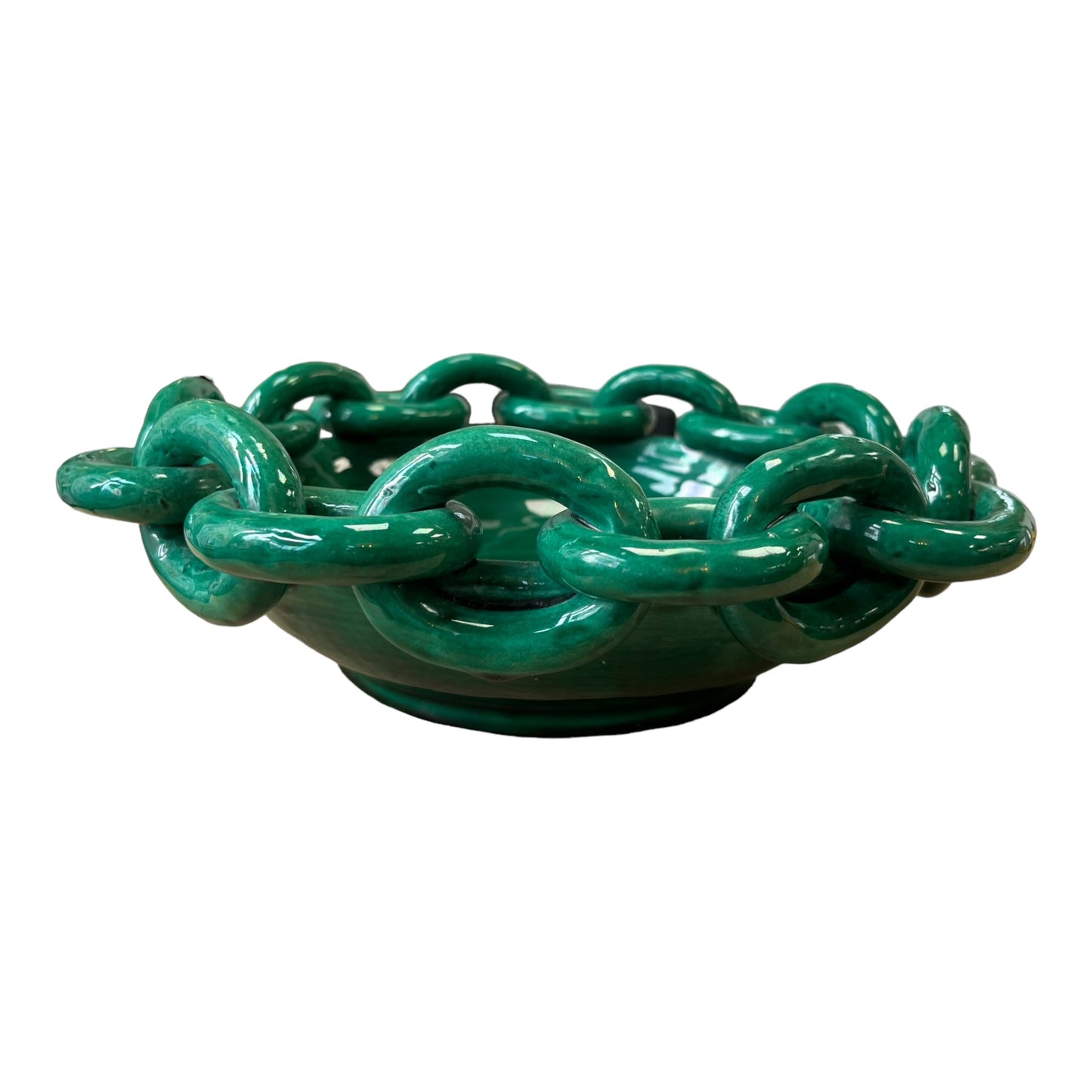 Fruit basket with Malachite green rings, Vallauris 1950