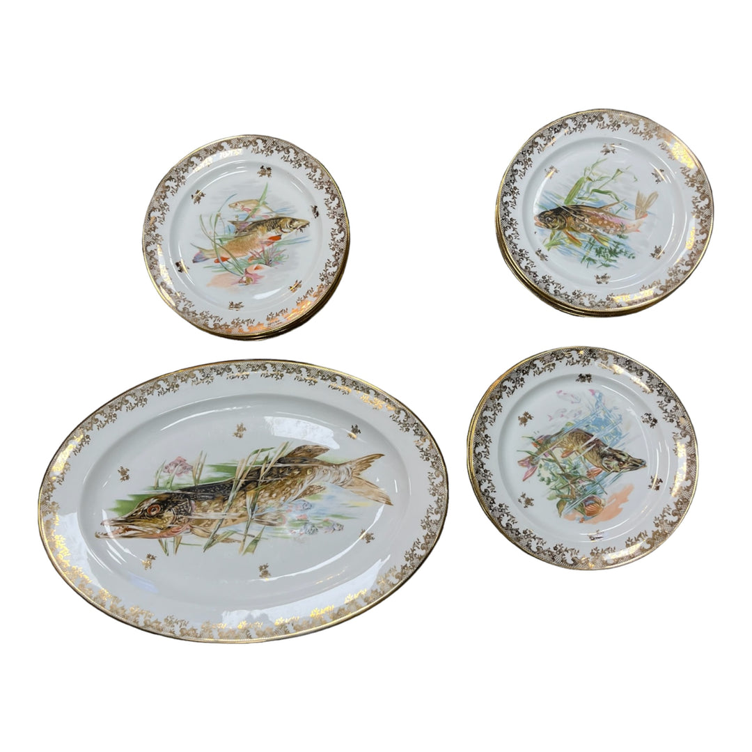 Service à poisson limoges plat et 10 assiettes