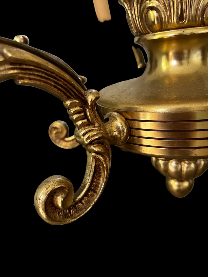 lustre en bronze massif doré 6 style louis XV rococo