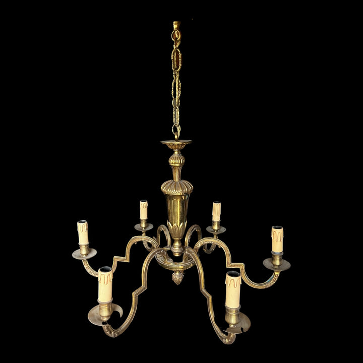 lustre en bronze massif doré 6 style louis XVI