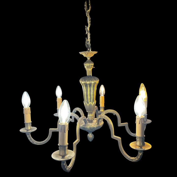 lustre en bronze massif doré 6 style louis XVI