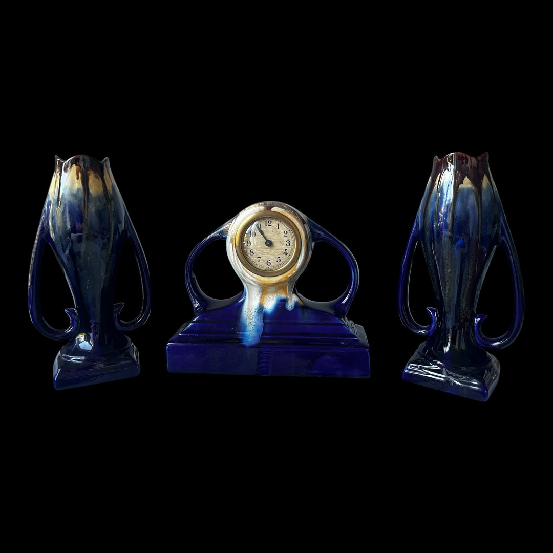 Garniture de Cheminée art déco bleue de Thulin