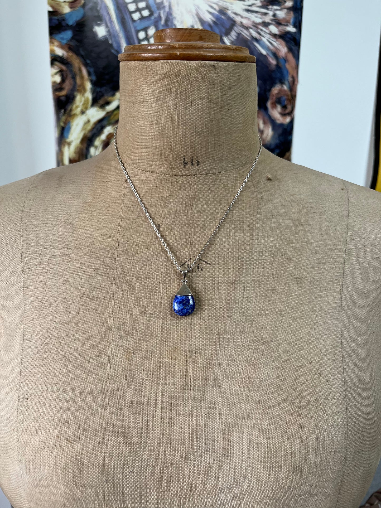 Silver pendant with lapis lazuli PS081